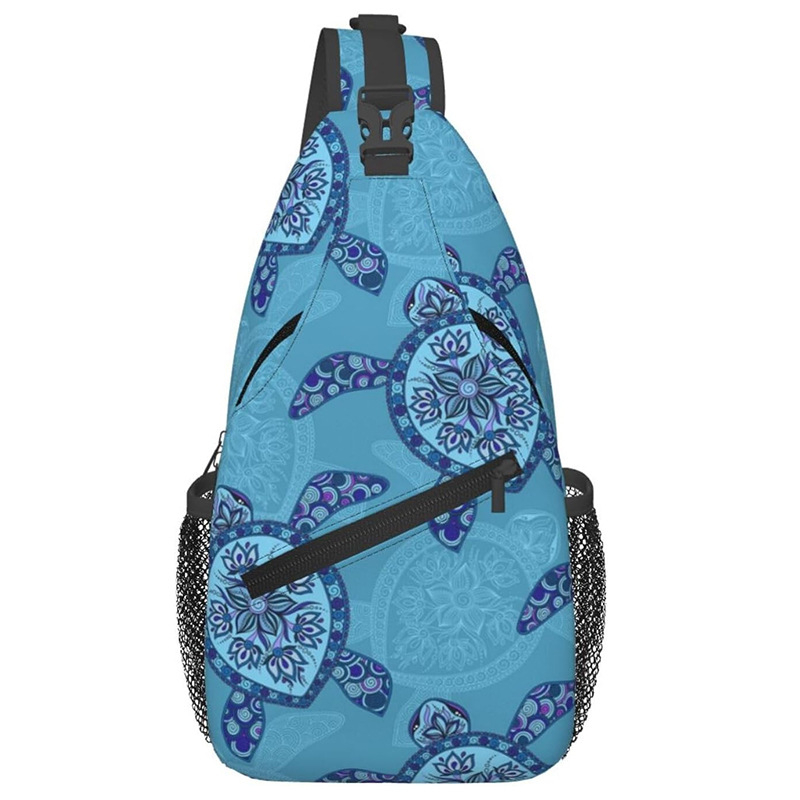 Geantă unisex crossbody, imprimare țestoasă, durabilă, pentru uz zilnic, cu buzunar pentru monede