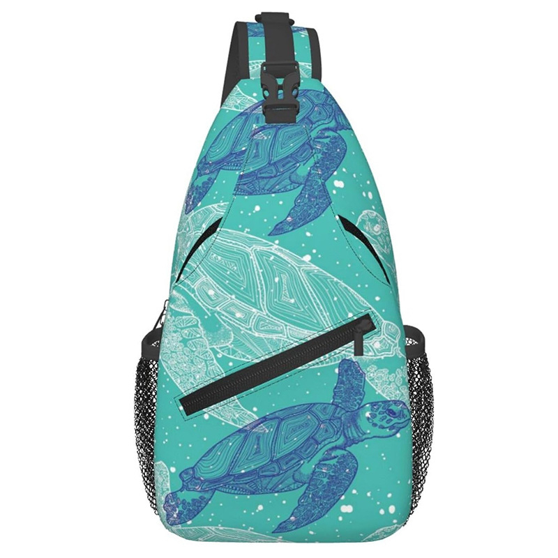 Geantă unisex crossbody, imprimare țestoasă, durabilă, pentru uz zilnic, cu buzunar pentru monede