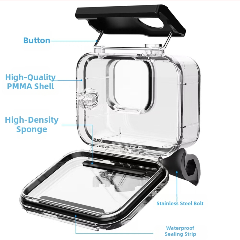 GoPro Hero9-13 veekindel sukeldumiskarp, PC materjal, injektsioonvormimine, ühilduv GoPro 9-13 (PC materjal; injektsioonvormimine; ühilduv GoPro 9-13)