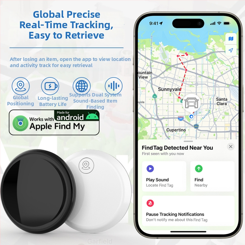 Universālais GPS zaudējumu izsekošanas ierīce ar vienu klikšķi - ABS materiāls, CR2032 baterija, GPS precizitāte 15 m, piemērots mājdzīvniekiem, vecāka gadagājuma cilvēkiem un automobiļiem