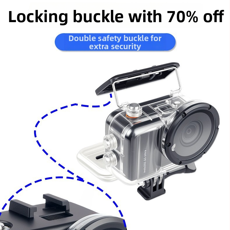 Shadowstone Insta360 Go Ultra podvodný kryt s vysokou priehľadnosťou šošovky, PC konštrukcia, kompletný súbor príslušenstva, možnosť tlače loga, kompatibilný s Shadowstone Insta360 Go Ultra