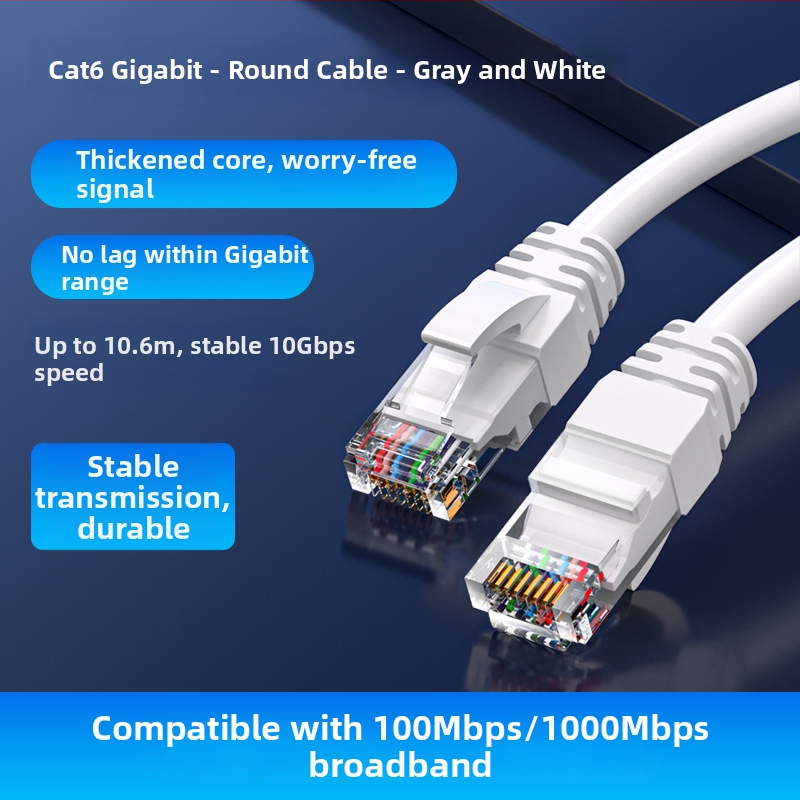 Cat6 Ethernet kabelis maršrutētājam, zeltīti kontakti, 1000 Mbps, 1 m garums, iekšējai lietošanai