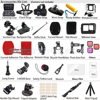 GoPro 9/10/11/12 príslušenstvo sada, 54-in-1, vodotesný kryt, silikónové púzdro, selfie tyč, filtre, hrudný pás