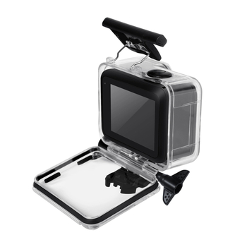 Vodootporna kutija za GoPro Hero 9–13 s gumbima; Materijal: PC + kaljeno staklo; Model: A-GP9-WC-R; Mogućnost prilagođenog logotipa