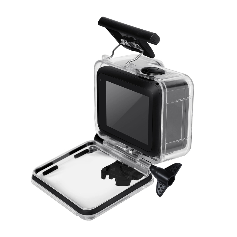Vodootporna kutija za GoPro Hero 9–13 s gumbima; Materijal: PC + kaljeno staklo; Model: A-GP9-WC-R; Mogućnost prilagođenog logotipa