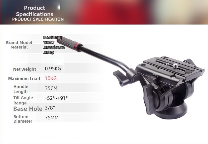 BS180 Hydraulický PTZ statív, 3-sekčný, kovovo-nylonová konštrukcia, nosnosť 10 kg