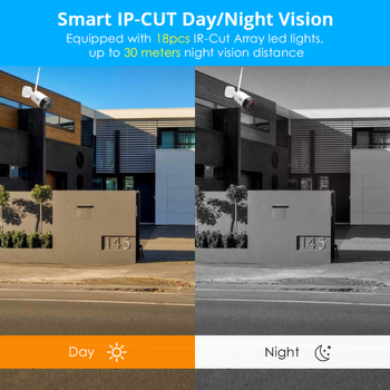 HISEEU Bezdrôtová vonkajšia vodotesná 2MP kamera na sledovanie, s objektívom 3.6mm, 12V, IR dosah 15m, -10°C až 50°C