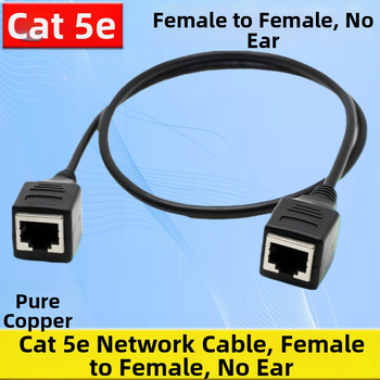 Prodlužovací kábel RJ45 Category 5e, dvojité samice, sieťový kábel, 100 Mbps, zvinutý pár