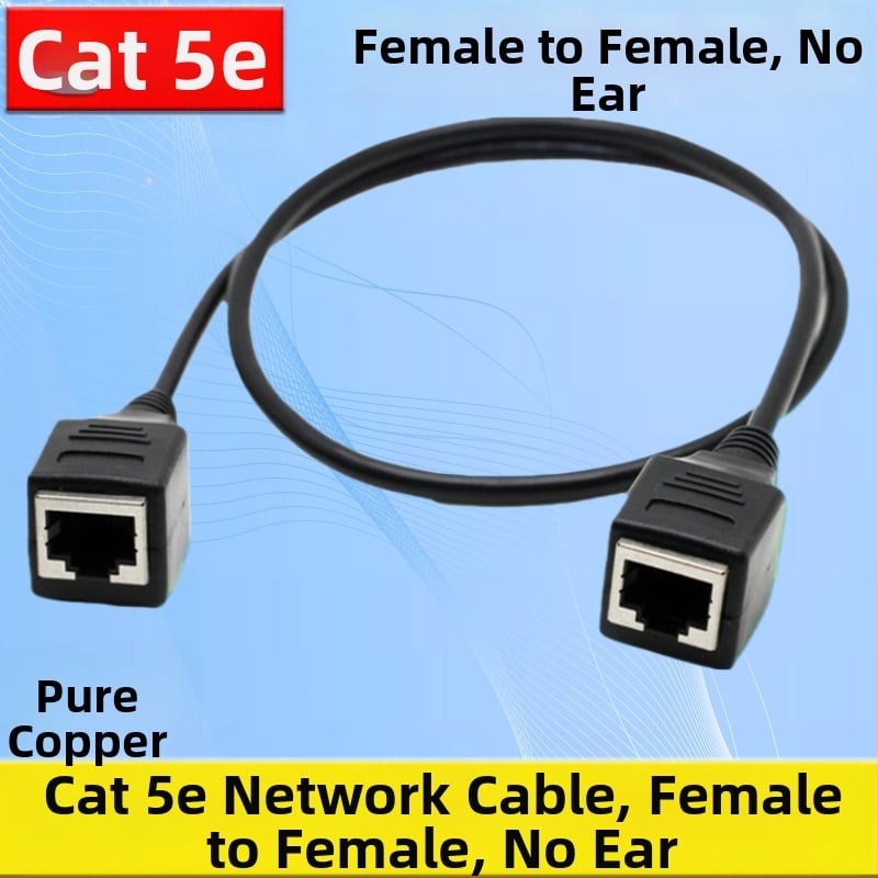 Prodlužovací kábel RJ45 Category 5e, dvojité samice, sieťový kábel, 100 Mbps, zvinutý pár