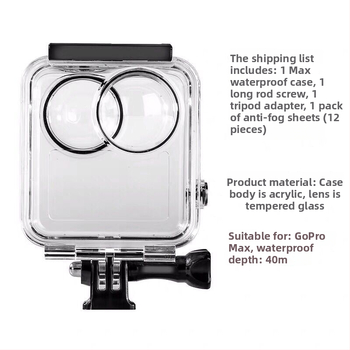 GoPro MAX povandeninė dėžė – 40 m gilumas, grūdinto stiklo objektyvas, nerūdijančio plieno ir PC optinės grūdinto stiklo konstrukcija, įpurškimo formavimas