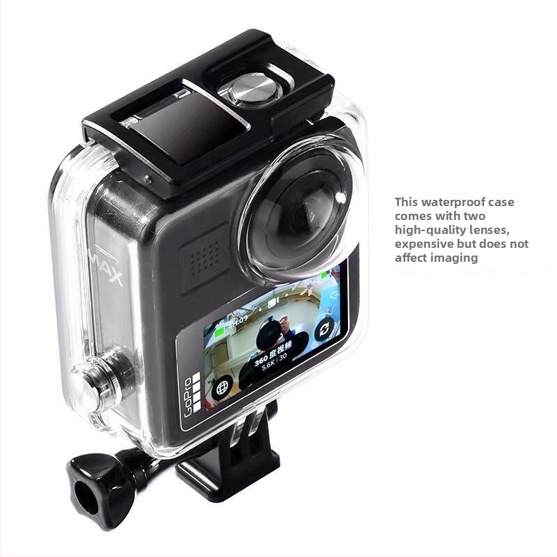 GoPro MAX veekindel kaamera korpus – kuni 40 m sügavus, karastatud klaasist objektiiv, roostevabast terasest ja PC optilise karastatud klaasiga konstruktsioon, süstvormimine