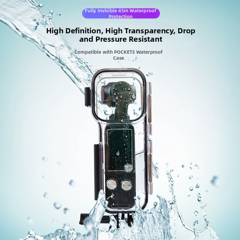 Carcasă protectoare impermeabilă pentru DJI Pocket 3; Material: PC + sticlă temperată; Compatibilă cu DJI Pocket 3; Model: A-DJP3-WC; Imprimare logo personalizabilă