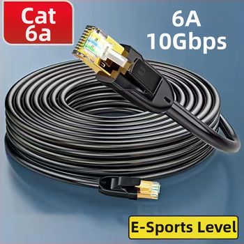 Cat6a dubulto aizsargāts ūdensizturīgs Ethernet kabelis ar vara vadītājiem un RJ45 savienotājiem mājas uzraudzībai