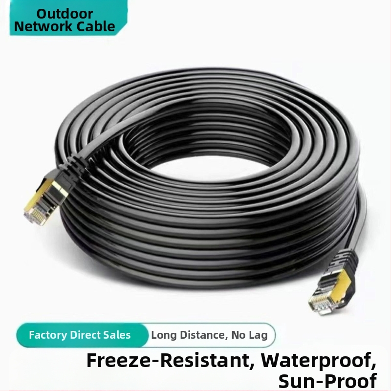 Cat6a dubulto aizsargāts ūdensizturīgs Ethernet kabelis ar vara vadītājiem un RJ45 savienotājiem mājas uzraudzībai