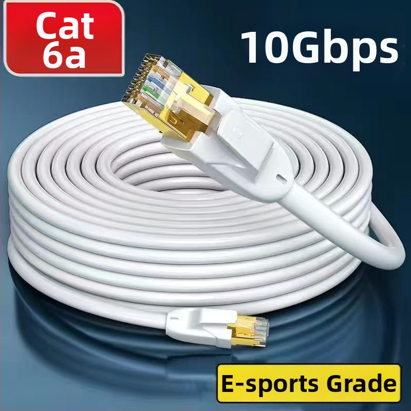 Cat6a dubulto aizsargāts ūdensizturīgs Ethernet kabelis ar vara vadītājiem un RJ45 savienotājiem mājas uzraudzībai