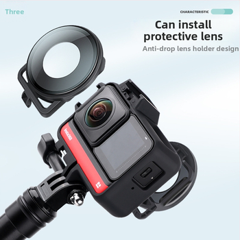 Ochranný rám pre Insta360 One RS so studenou objímkou; materiál: ABS + silikonový sprej; balenie: rám + základňa + skrutka; kompatibilný s Insta360 One RS