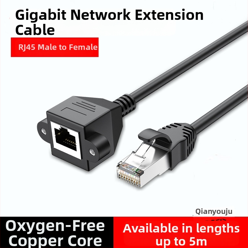 Cat6 Ethernet pagarinājuma kabelis, RJ45 vīrietis–sievietei, gigabits, taisns savienotājs