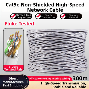 Cat5e iekšējais tīkla kabelis, Fluke-pārbaudīts, bezskābā vara, 8 vadu pāri, 300 m