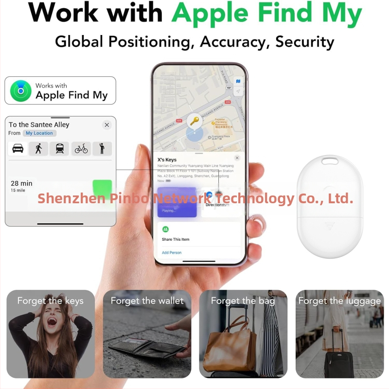 GPS sekiklis MFI001 – MFI sertifikuotos, suderinamas su Android ir iOS, įmontuota mygtukų baterija, ABS medžiaga