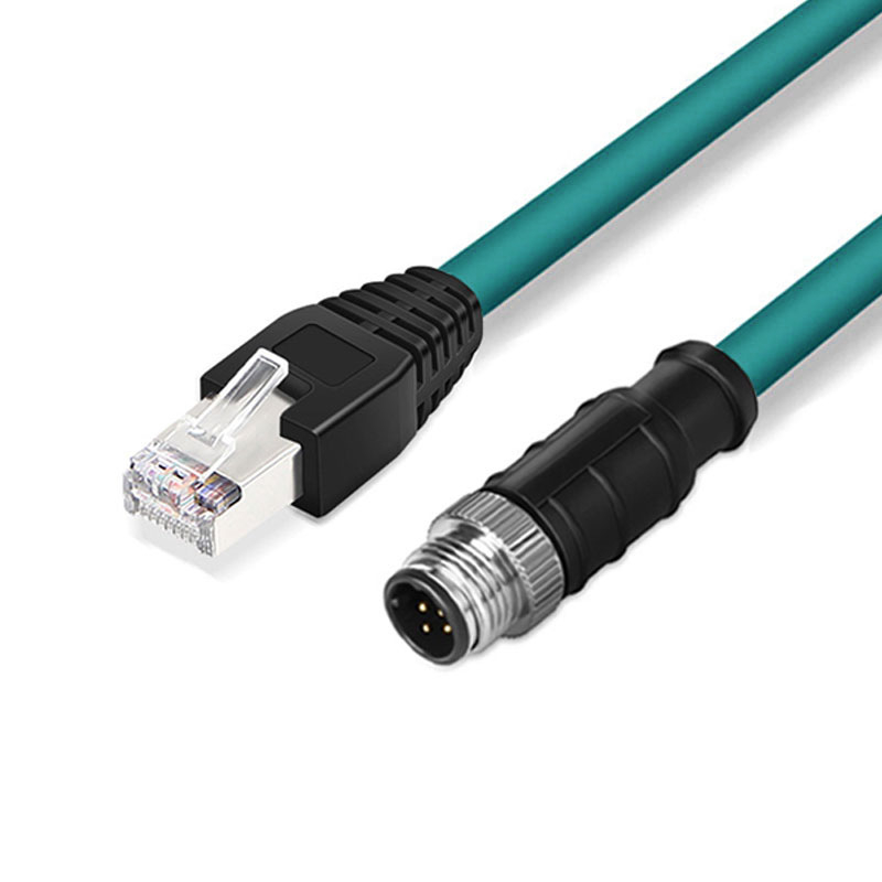M12 na RJ45 mrežni kabel, 4-žilni, 26 AWG, uvijeni par, RJ-45 konektor, OEM obrada