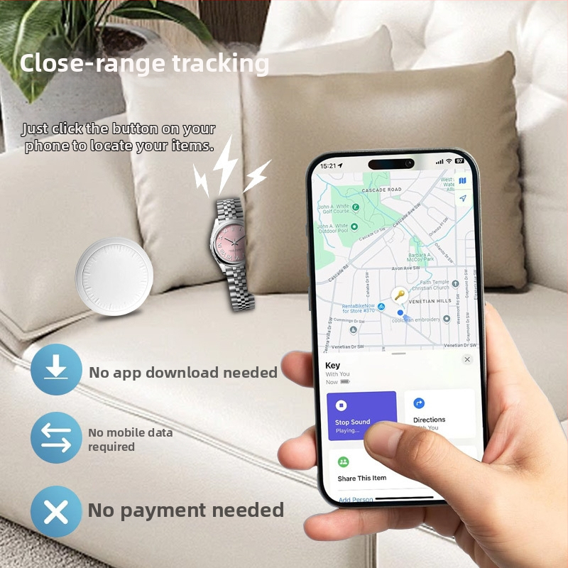 GPS meklētājs vecākiem cilvēkiem, bērniem un mājdzīvniekiem - mini uztvērējs, modelis DWQ-01, diapazons 30 m, svars 11 g, PC korpuss, MFI sertificēts