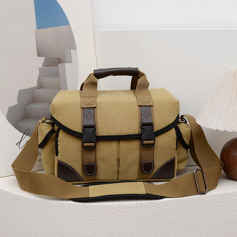 Torba za SLR fotoaparat, platnena, crossbody torba s zakrivljenim ramenskim remenima, kompatibilna sa SLR i bezzrkadnim kamerama, Proljeće 2025