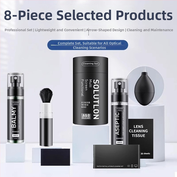 Vispārīgs tīrīšanas komplekts tastatūrām, viedtālruņiem, LCD displejiem un kamerām – satur virsmas aktīvās vielas un attīrītu ūdeni; OEM ražošana; drukāts logotips