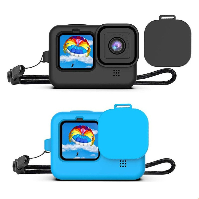 Silikonska zaštitna navlaka za GoPro9 — kompatibilna s GoPro9; Materijal: silikon; Uključuje: zaštitna navlaka, poklopac objektiva, užad; Brend: fxd