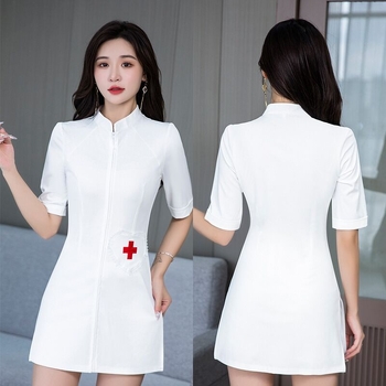 Cosplay haljina za medicinsku sestru — poliester, stojeći ovratnik, kratki rukavi, odvodi vlagu, 90–95% poliester