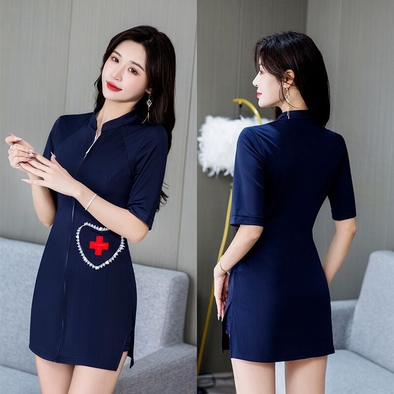 Cosplay haljina za medicinsku sestru — poliester, stojeći ovratnik, kratki rukavi, odvodi vlagu, 90–95% poliester