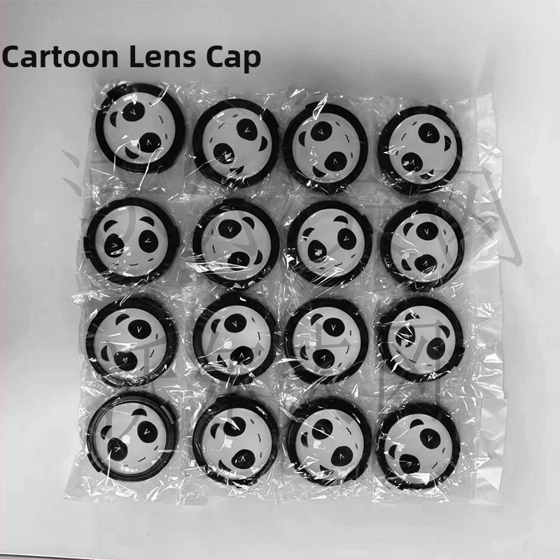 Objektiivi kaitse kaas Panda kujundusega – Cartoon Panda Lens Cover, ühildu Canon EOS R5/R6/R7/R10 ja 200D, bajoneti suurused 43/46/49/52/55/62/67/72/77