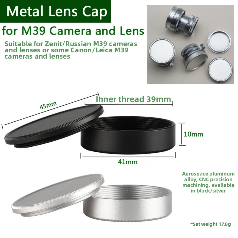 Leica M39 metallkorpus ees- ja tagumised kaaned, objektiivi kate