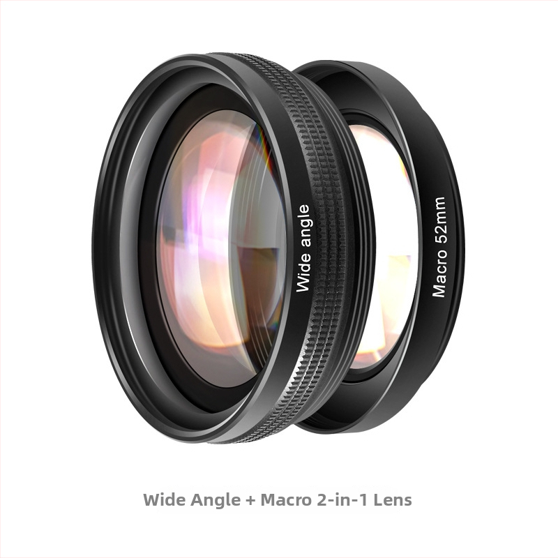 2-in-1 platleņķa makro objektīvs Sony ZV1/RX100M7 un Canon G7X sērijai, ar 18 mm fokusa attālumu, 0,75x platleņķi, 58 mm filtrs, Sony bajonete