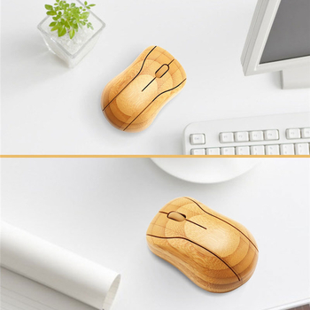 Mouse wireless din bambus Mg95, marca Running, cu 2 butoane