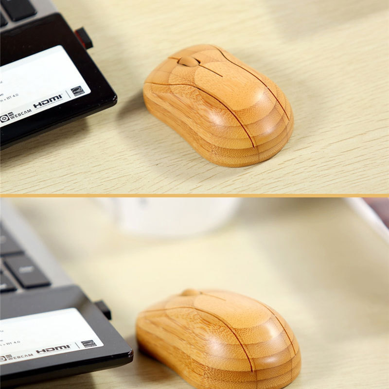 Mouse wireless din bambus Mg95, marca Running, cu 2 butoane