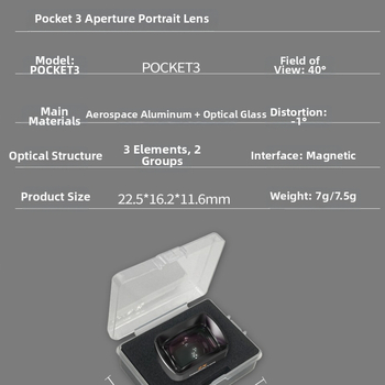 Magnetický UV filter pre DJI Pocket 3 s nastaviteľným ND zväčšovacím objektívom; optické sklo + hliníkové telo; obsahuje 2 šošovky