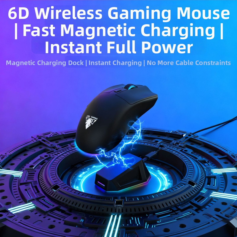 Bezvadu magnētiskā pelei, dubultā RGB apgaismojums, 7 taustiņi, optiskais sensors