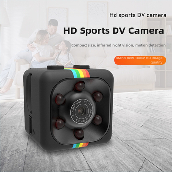 SQ11 mini kamera bez LCD, TF karta úložisko, 1080P video, matné plastové telo, výdrž batérie 40–70 minút