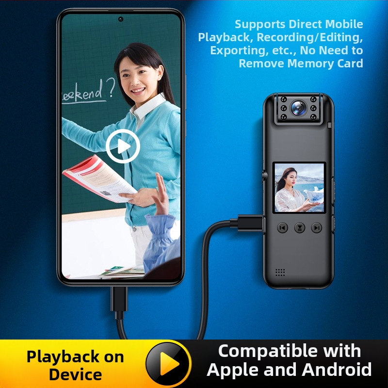 Aivalo A81 4K telo-nosený videorekordér s 1,3-palcovým LCD, TF kartou, nočné videnie, proti traseniu, zadný klip