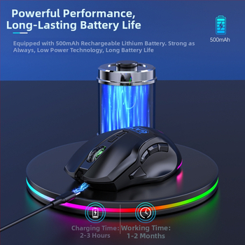 Spēļu pele ar 9 taustiņu makrodefinējumu, 2500dpi, bezvadu (USB interfeiss, darbības diapazons 10 m)