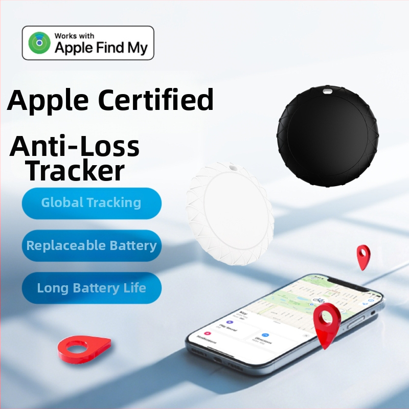 AirTag stila izsekotājs bērniem, vecākiem un mājdzīvniekiem ar GPS izsekošanu – atslēgu piekariņš, modelis JHX09, 210mAh, izmēri 31.5×31.5×7.8mm, svars 7 g, saderīgs ar iOS