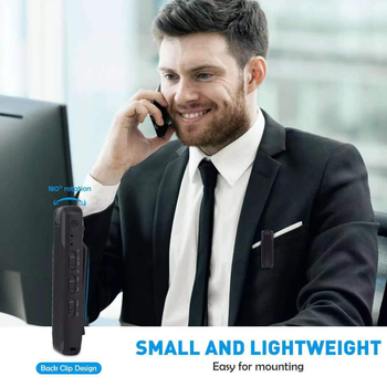 Cameră pentru conferințe cu clips pe spate — înregistrare video 1080P WiFi, vedere de noapte infraroșu, stocare TF portabil