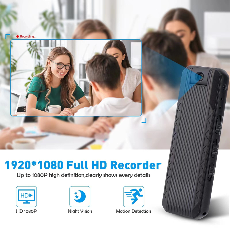 Cameră pentru conferințe cu clips pe spate — înregistrare video 1080P WiFi, vedere de noapte infraroșu, stocare TF portabil