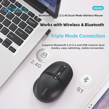 Bezdrôtová myš M688T – 3 tlačidlá, dvojrežim: 2.4G a Bluetooth, tichá prevádzka, Plug-and-Play