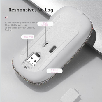 Bezdrôtová myš s diamantovým osadením, štýlový dizajn, nabíjateľná, inteligentná, univerzálna kompatibilita