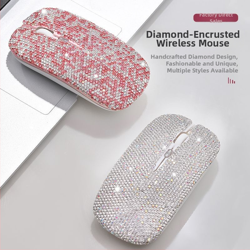 Bezdrôtová myš s diamantovým osadením, štýlový dizajn, nabíjateľná, inteligentná, univerzálna kompatibilita
