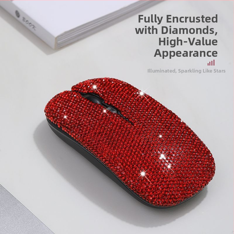 Bezdrôtová myš s diamantovým osadením, štýlový dizajn, nabíjateľná, inteligentná, univerzálna kompatibilita