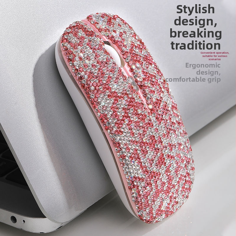 Bezdrôtová myš s diamantovým osadením, štýlový dizajn, nabíjateľná, inteligentná, univerzálna kompatibilita