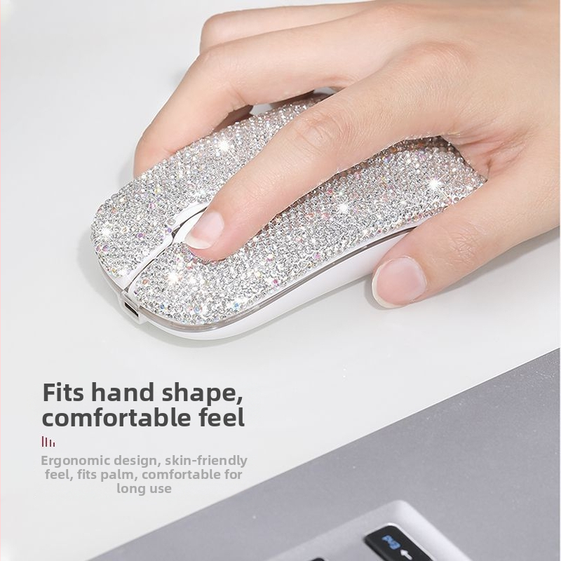 Bezdrôtová myš s diamantovým osadením, štýlový dizajn, nabíjateľná, inteligentná, univerzálna kompatibilita