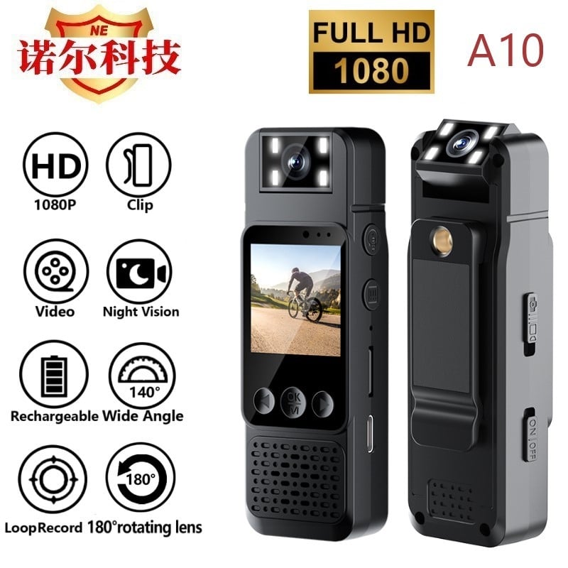 Prenosiva HD kamera s klipom za tijelo, 1080P, TF kartica, ABS kućište, trajanje baterije 4,5 sata, model A10, izlazak 2025